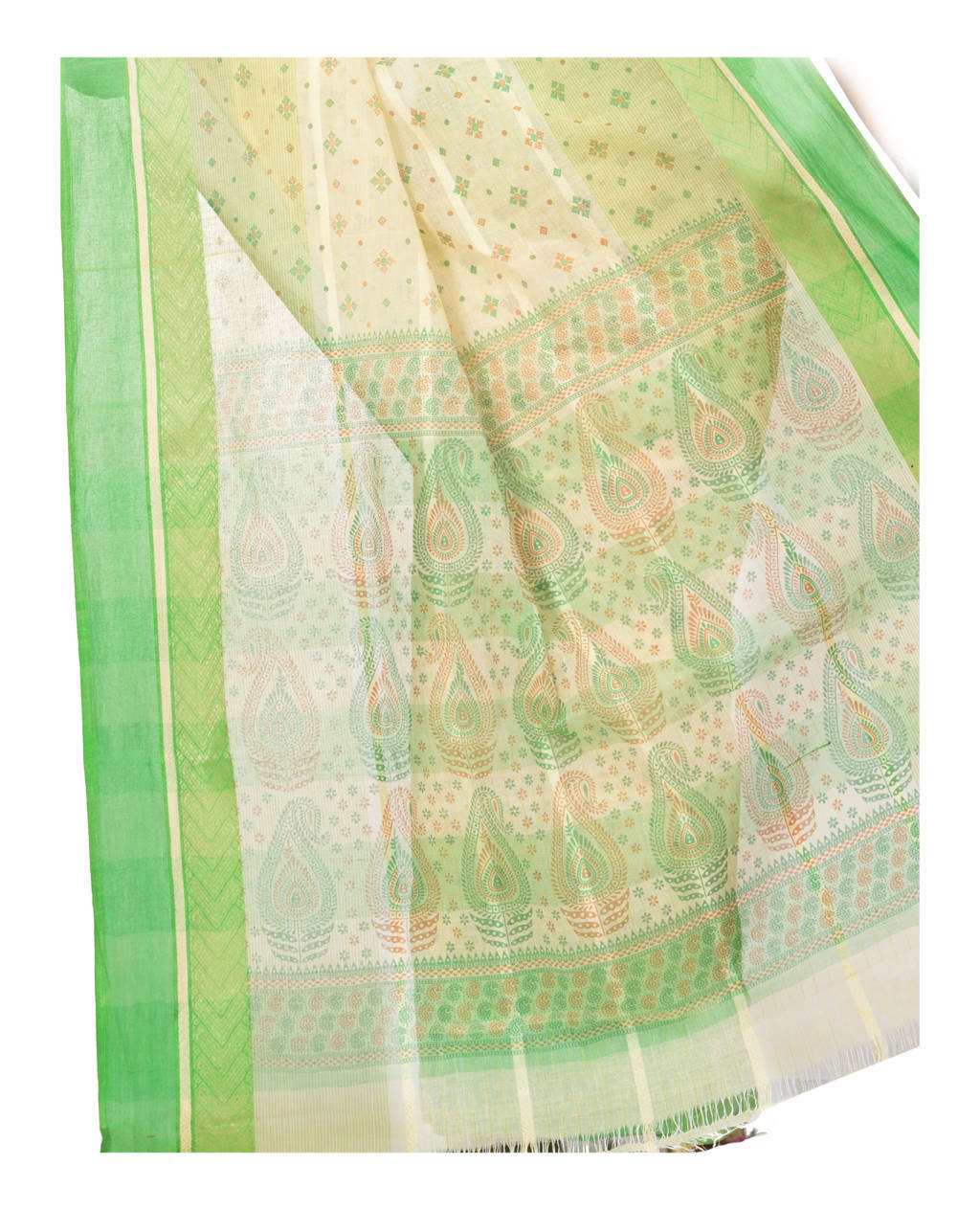 Green Pure Cotton ANARKOLI PRINT Tant Saree Print (4070)